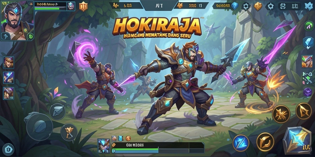 Tangkapan layar gameplay HOKIRAJA yang menampilkan aksi seru di arena.