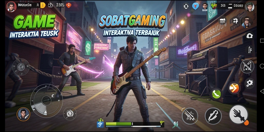 Screenshot gameplay SOBATGAMING menampilkan interaksi seru dengan musik.